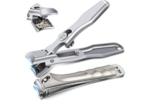 DRMODE German Nail Clippers for Men Thick Nails, 2024 Upgrade Large Toenail Clippers for Seniors Thick Toenails with Wide Opening, Ultra Sharp Anti Splash Fingernail Clipper Cutter Long Handle with Catcher