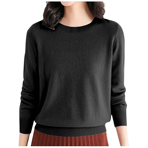 OUMSHBI Knitted Jumpers For Women Solid Color Oversized Pullover Sweaters Crewneck Long Sleeve Plain Ladies Weatshirts Autumn Winter Warm Chunky Lightweight Knitweat Womens Jumper Casual Tunic Tops