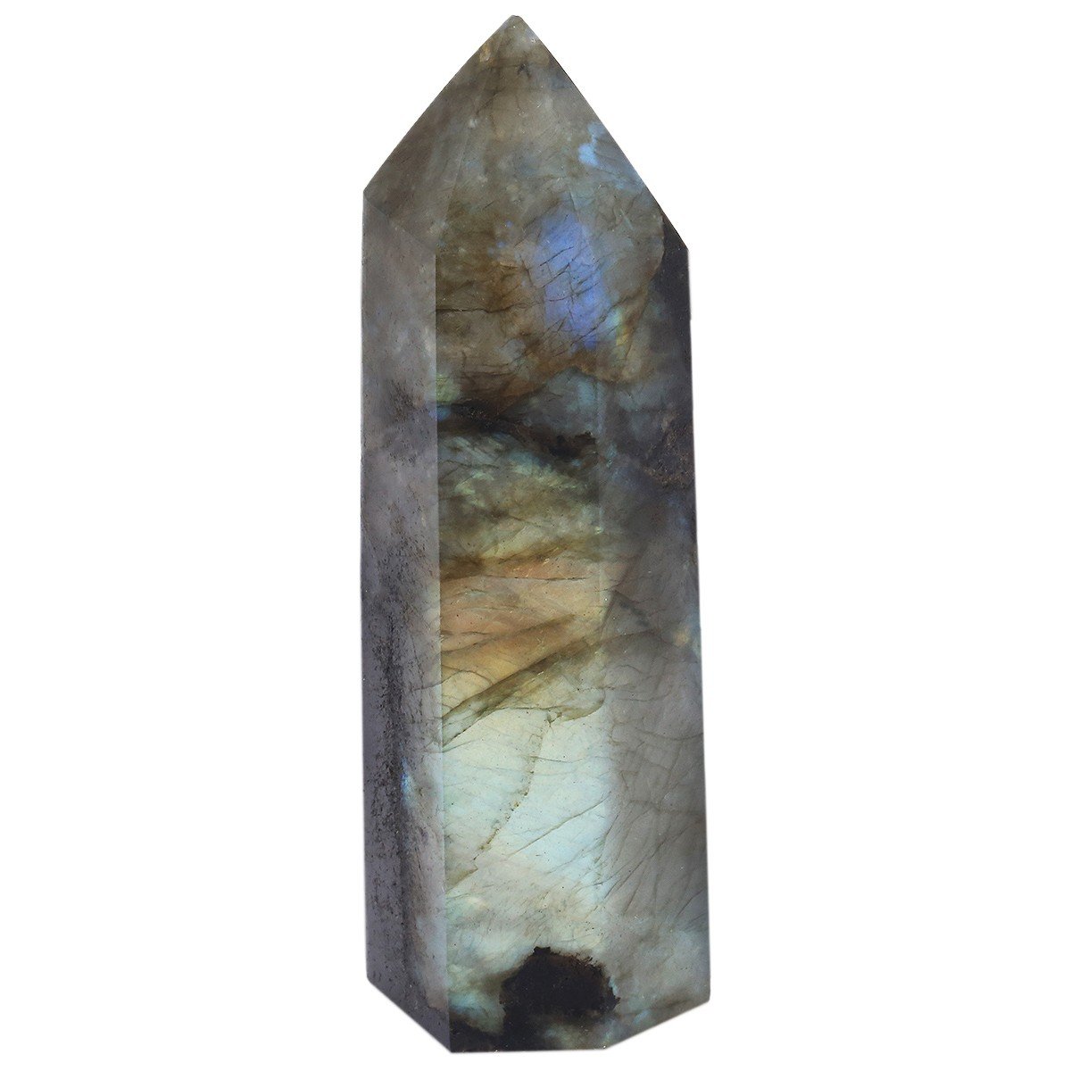mookaitedecor Healing Crystal Wands 6 Faceted Single Point Reiki Chakra Meditation Home Decor,Labradorite