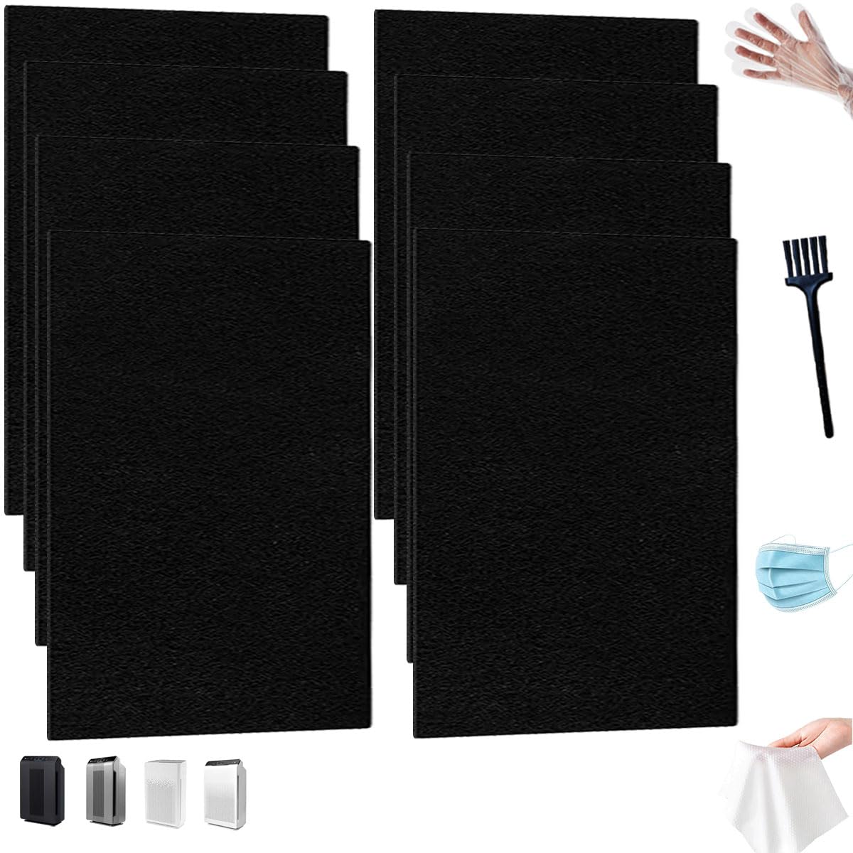 Photo 1 of 8-Pack Activated Carbon Pre-Filters Compatible with Winix AM90, C535, 5300 - Odor Control Part Filter A 115115 Size 21, 12.5” x 16.25” x 0.2” – Freshens Air & Enhances Filtration