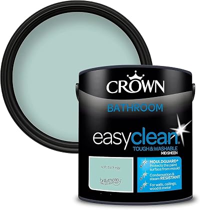 Crown Easyclean 2.5L Mid-Sheen Bathroom Emulsion Paint Mouldguard+ Walls