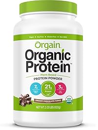 Orgain Organic Plant Based Protein Powder, Creamy Chocolate Fudge, Non-GMO, Gluten Free, Kosher 2.03 Pound, Packaging May Vary