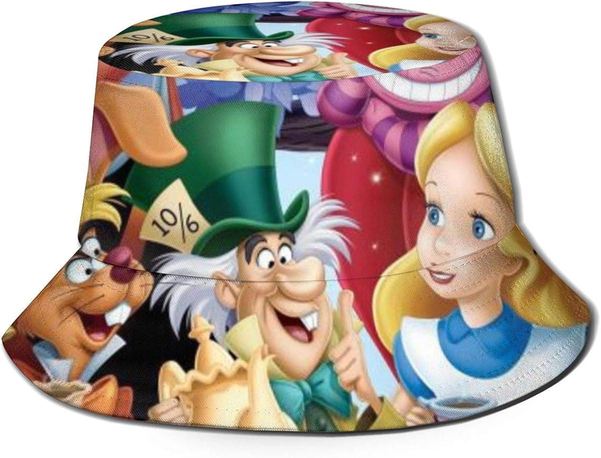 GOSMAO Chapeau de Seau Mignon Alice au Pays des Merveilles imprimé