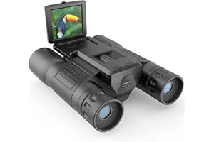 ZZSTAR 12x32 Binoculars for Adults, Binoculars with Camera, 2" LTPS Display 5MP 1080P Video Photo Recorder with 32GB Micro SD Card, High Powered Binoculars for Bird Watching Travel Hunting, Black