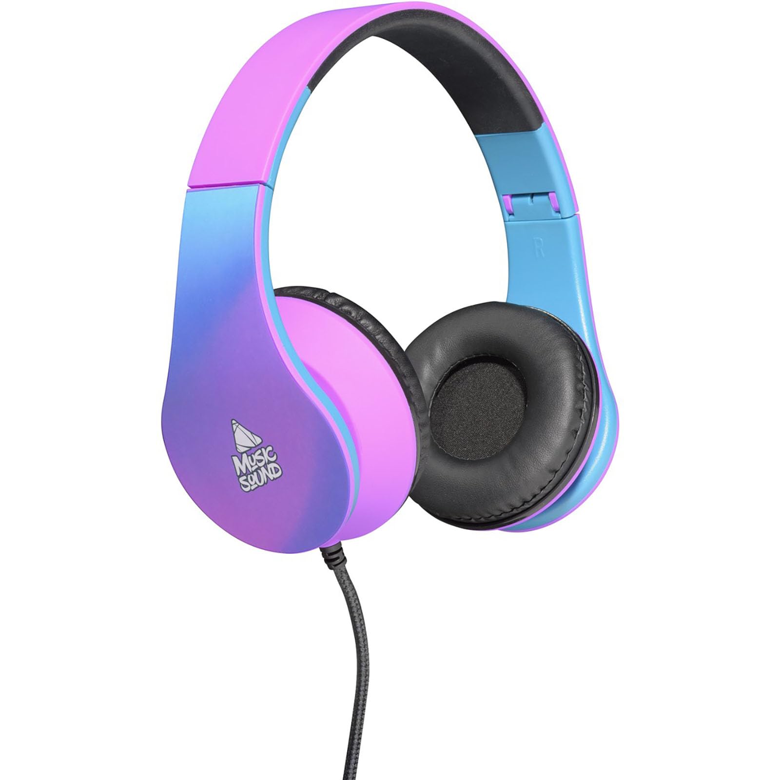 Music Sound | Over Ear Fantasy Wired Headphones | Expandable and Foldable On-Ear Headphones with Headband and 1.2m Tangle-Free Cable - 3.5mm Jack - Purple