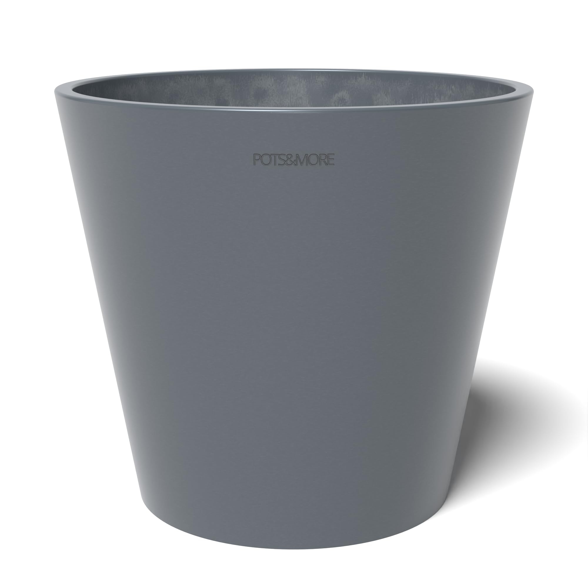 POTS&MORE Conico 20 Pot (Diameter 20 cm, Round Shape, Colour Grey, Height 18 cm, Plastic Planter, for Indoor Plants) VP012001, Gray