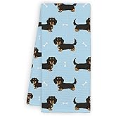 Dogs Kitchen Towels Dish Tea Towels for Kitchen, Absorbent Reusable Towel Home Decor Hand Towel, Housewarming Gift for Dog Lovers, Dachshund Decor for Bathroom Home 16 x 24 Inch - B02