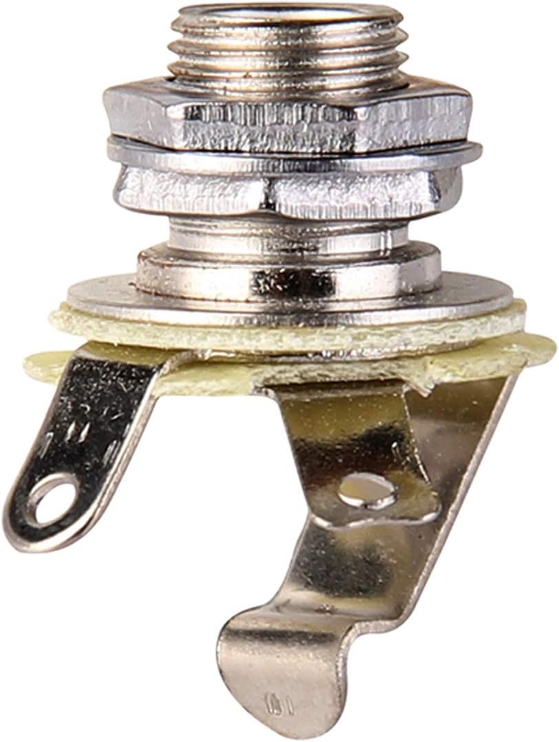 Musiclily 1/4 Inch Female Guitar Mono Input Jack 6,35mm TS Mono Panel Mount Socket with Washer and Nut for Electric Guitar Bass Chrome - Image 4