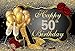 MEHOFOTO Photo Background Shining Sequin Black Gold High Heels Champagne Woman Red Rose Balloons 50th Happy Birthday Party Banner Backdrops for Photography 8x6ft