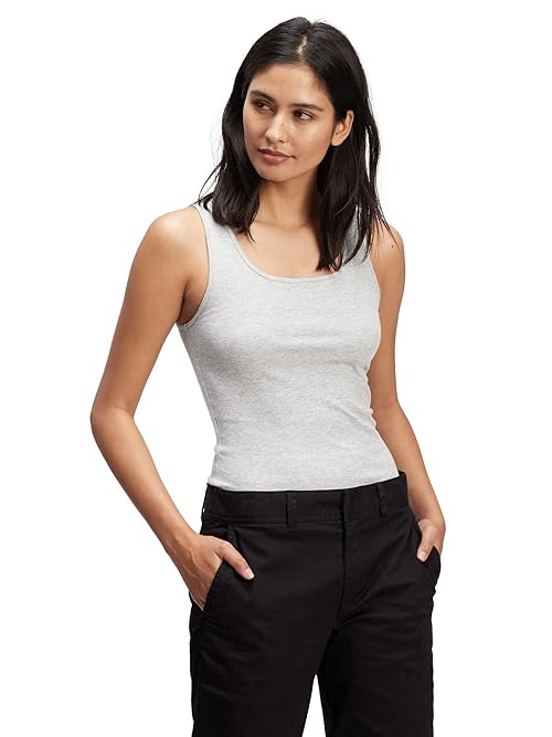 GAP Womens Ribbed Tank Top Cami Shirt, Light Heather Grey B10, Small Tall US