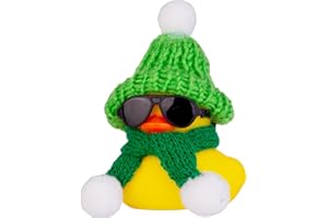 MuMyer Winter Duck Car Ornament with Mini Beanie Hat Sunglasses Scarf for Dashboard Decoration
