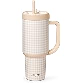 Ello Oasis 30oz Stainless Steel Water Bottle - Beige Gingham
