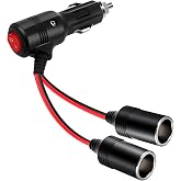 Herfair Car Cigarette Lighter Splitter,2-Socket Cigarette Lighter Adapter Extension Plug Cord