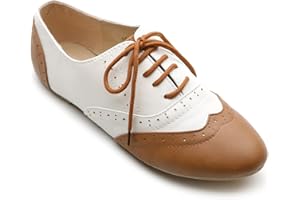 Ollio Women's Shoe Classic Lace Up Dress Low Flat Heel Oxford