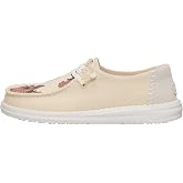 HEYDUDE Women's Wendy Cross Stitch Slip On Loafer | Cross Stitch Embroidery | Elastic Laces, Easy On System, Cushioned Foam Insole, Flexible Outsole, Suede Heel Accents, Whipstitch Detailing