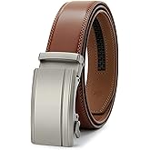 PlusZis 28"-68" Men's Leather Ratchet Dress Belt Big And Tall With Automatic Buckle