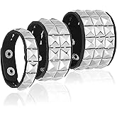 FNANJWQ 3 Pcs Halloween Leather Punk Bracelet, Studded Gothic Arm Band for Men Women Rock Wristband Cuff Bangle for Halloween Costumes Party Favors Accessories