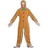 Muineobuka Adults Kids Gingerbread Man Costume Christmas Halloween Gingerbread One Piece Costume Cosplay Outfits