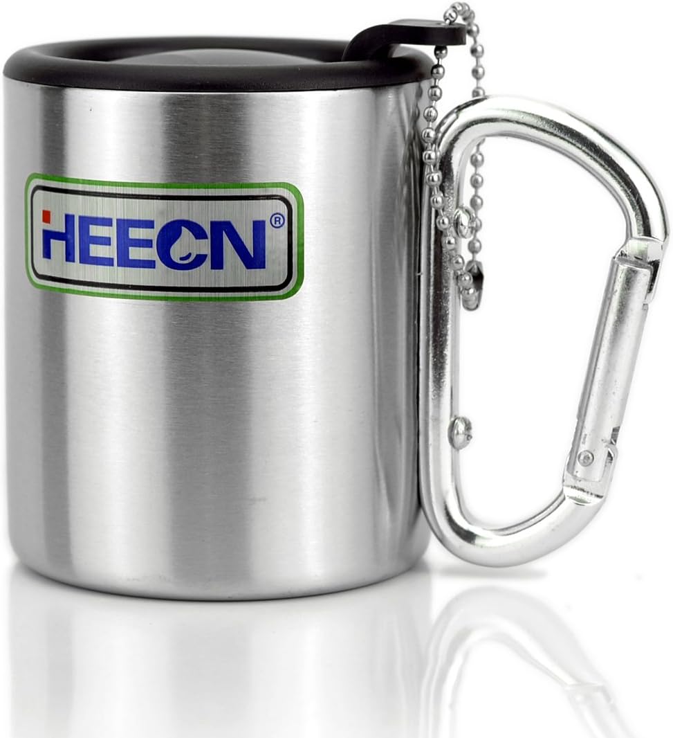HEECN Camping Outdoor Mug Climbing Handle with Lid HESS-032 8OZ