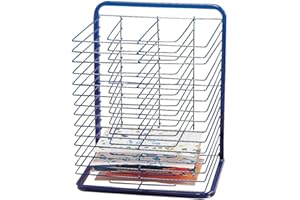 CRE8TIVE MINDS Creative Minds Marvel 15-Shelf Art Drying Rack for Classrooms and Art Studios, Heavy-Duty Tabletop or Wall Mount Art Rack with 15 Spacious Shelves, Blue