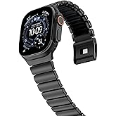 KADES Grade 2 Titanium Silicone Link Bands for Apple Watch Ultra 3/2/1 49mm 46mm 45mm 44mm, Magnetic Clasp Sport Metal Bracelet for iWatch Series 11 10 9 8 7 6 5 4 SE for Men Women