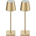 kelary 2 Pack Cordless Table Lamp Rechargeable LED Desk Lamp 5200mAh Battery Operated Stepless Dimmable Portable Table Lights for Dinner/Restaurant/Outdoor Party/Coffee Shop IP54 Waterproof Gold