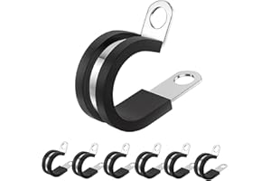 LVVXIXI 30 Pack Cable Clamp, 3/4 Inch Stainless Steel Wire Clamp with Metal Rubber Clips ，Cable Clamps Assortment Kit for Cable Rigid Pipe Strap (20mm)