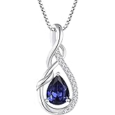 STARCHENIE Infinity Teardrop Pendant Necklace for Women 925 Sterling Silver Birthstone Jewelry