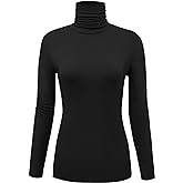 AUHEGN Women's Long Sleeve Lightweight Turtleneck Top Slim Fit Pullover T-Shirt (S-XXL)