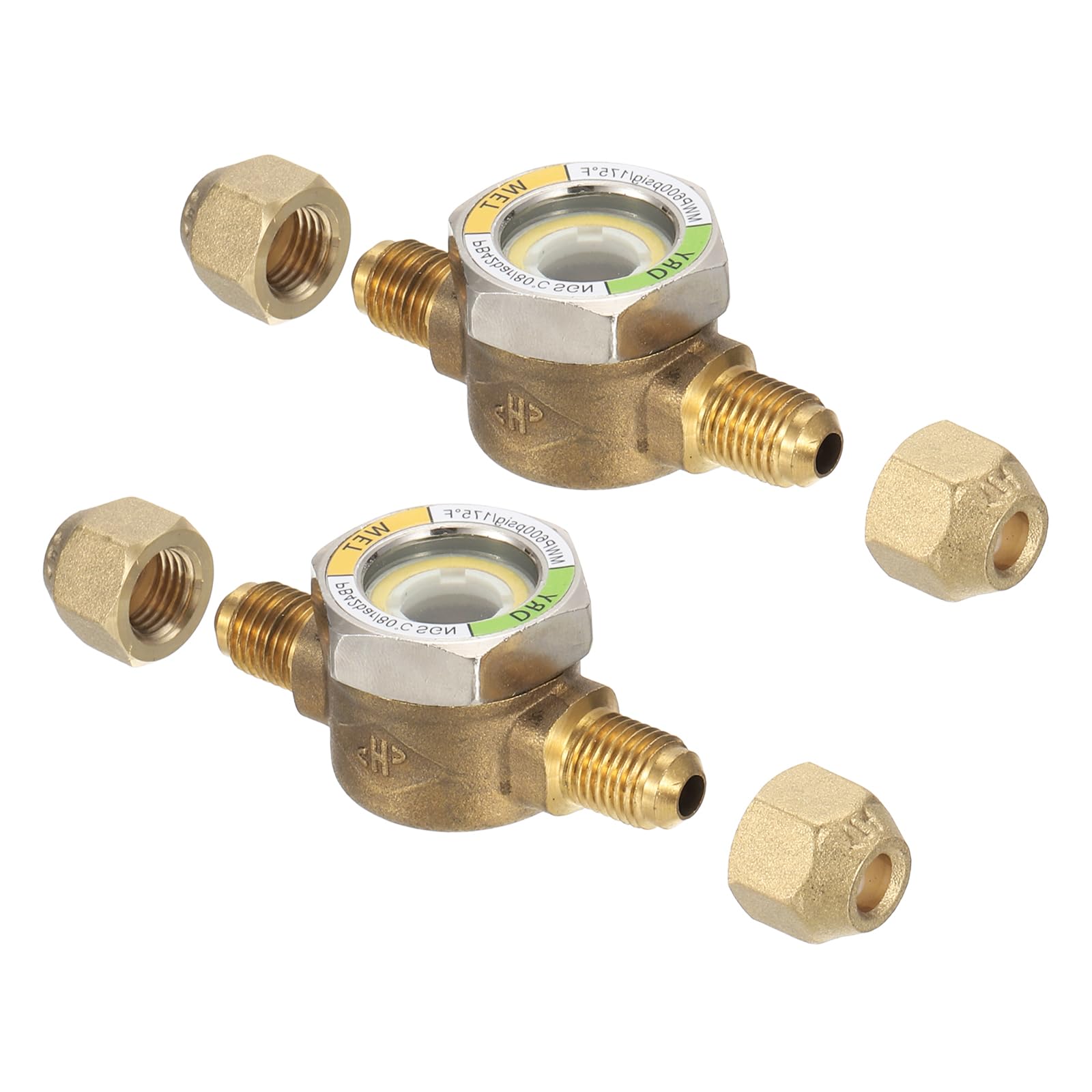 PATIKIL Sight Glass, 2Pcs 1/4 x 1/4 SAE Universal Liquid Moisture Indicator for Air Conditioning HVAC Refrigeration