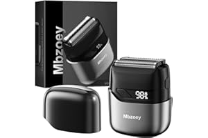 Mbzoey Mini Electric Razor for Men:Foil Shavers for Men, IPX7 Waterproof Cordless Razor with LED Display & Fast Charge - End High - Micro-Comb Technology & Precision Blades