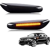 Gempro 2-Pack Amber LED Side Marker Turn Signal Lights Smoke Lens Blinker for BMW E90 E91 E92 E93 E46 E53 E60 E61 X3 E83 X1 E84 E81 E82 E87 E88