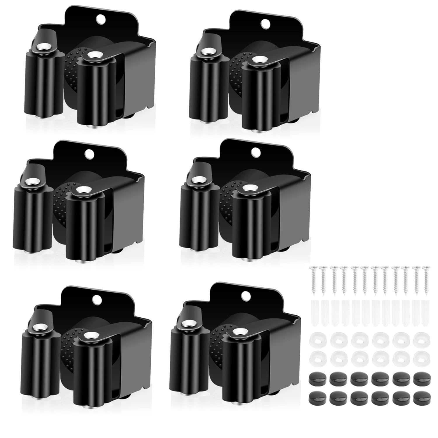 JJiaoLinin Mop Broom Holder,6 Pieces Mop Wall Mounted Clips Tools Mop Wall Mounted Hangers with Screws Broom Grab Holder for Bathroom Kitchen Office Closet Garden Garage