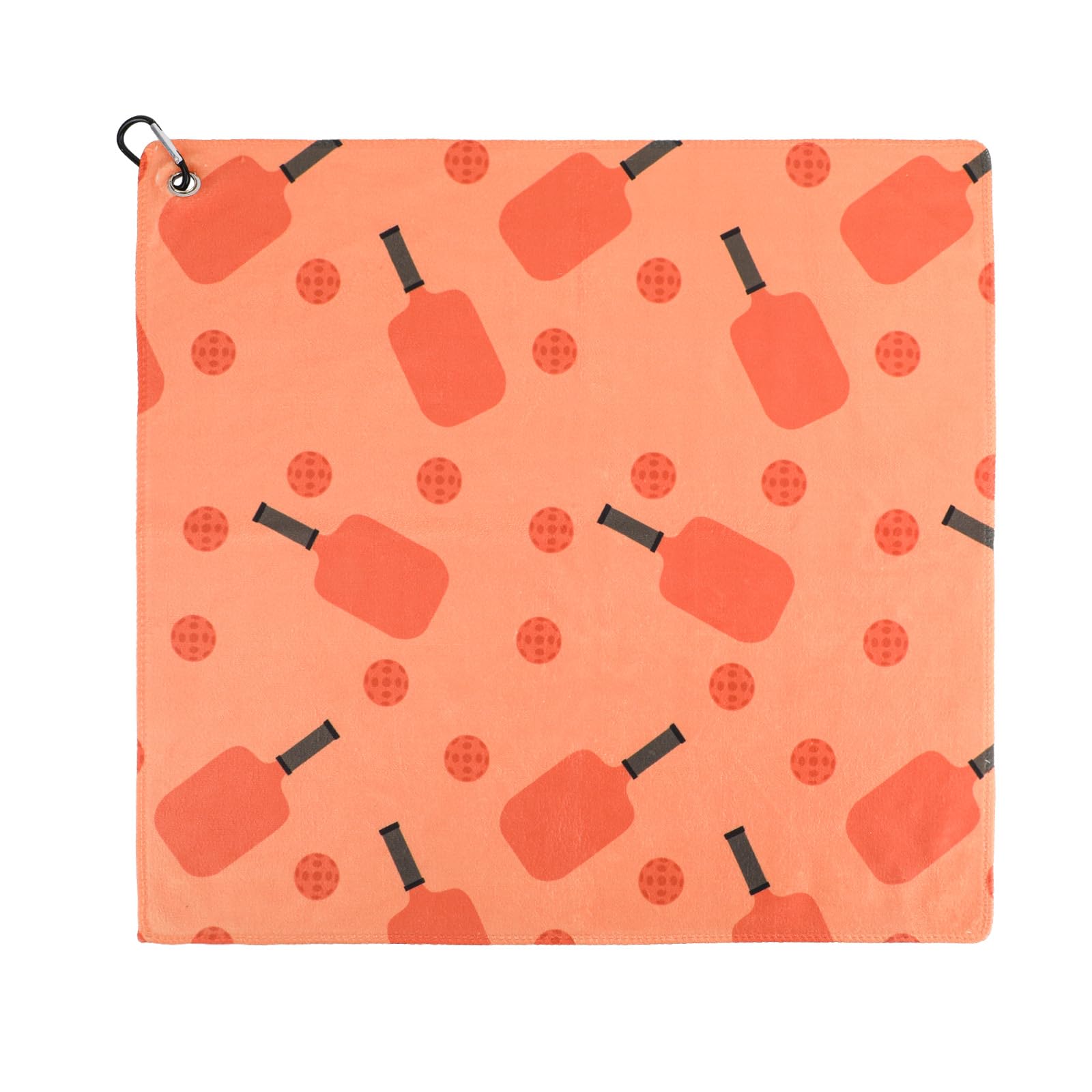 Gosknor Pickleball Towel, 16.54x14.96 Inch Pickleball Blanket with Carabiner Clip Microfiber Golf Hand Towel Sweat-Absorbing Pickle Ball Towel for Pickleball Hiking Sports Events Gifts (Orange)