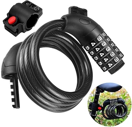 fahrradschloss mit 5 stellige zahlencode fahrrad kabelschloss zahlenschloss mit montagehalterung fur fahrrad moto tricycle scooter fahrrad schloss fahradschloss zubehor 4 ft schwarz amazon de sport freizeit