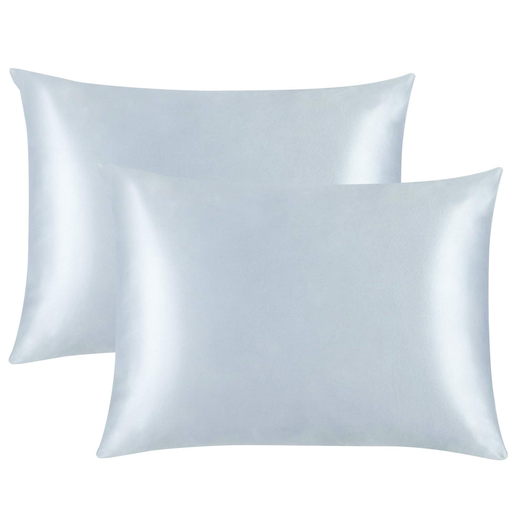 ALCSHOME Silky Satin Pillowcases Pack of 2, Hidden Zipper Design, Ultra Soft Premium Quality, 20"x 26", Grey