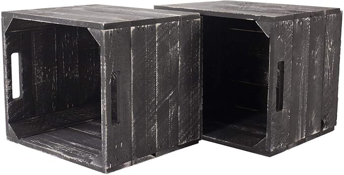 2X Vintage-Möbel 24 Neue graue Holzkiste Weiss Grey wash für IKEA