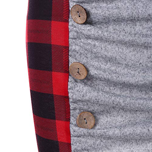 plaid drawstring cowl neck tunic sweatshirt dress