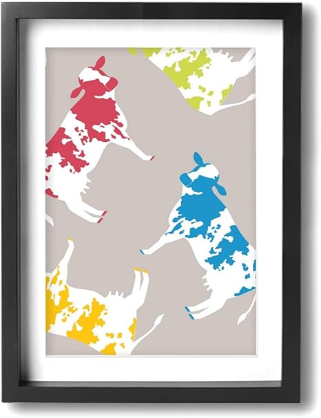 Amazon Co Jp カラフル 乳牛 牛柄 総柄 現代壁の絵 壁掛け 部屋飾り 背景絵画 壁アート 都市の水彩画 すい絵風景画 シンプルなスタイル しゃしん 額縁付きの完成品 ホーム キッチン