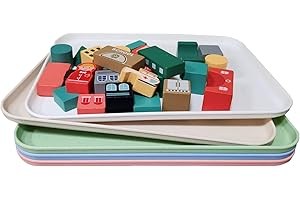 JMUSTTBO 5Pcs Stackable Plastic Activity Art Trays,Great for Crafts, Painting, Beads Organizing, DIY Projects and Homeschool Activities (12.2" x 8.7" x 0.6")