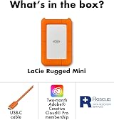 LaCie Rugged Mini 5TB USB C External Hard Drive Shock Resistant view 3