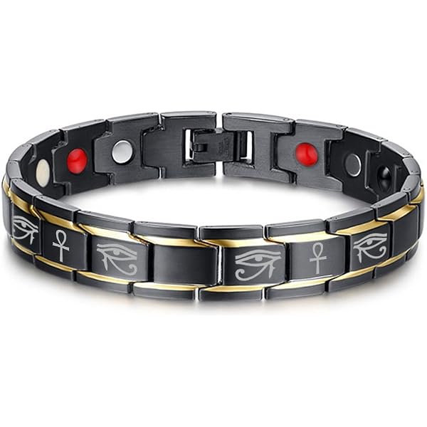 AMRECH Pulsera De Cuero, Ojo Egipcio De Horus Ankh Cruz De Acero Inoxidable, Pulsera De Amuleto Egipcio Antiguo, Regalo De Joyería Para Hombres, Acero Inoxidable Cuero Sintético, Ágata