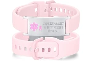 AOAMID Lymphedema Alert bracelet Adjustable Sport silicone no bp no needles bracelet for women Emergency breast cancer medical bracelets