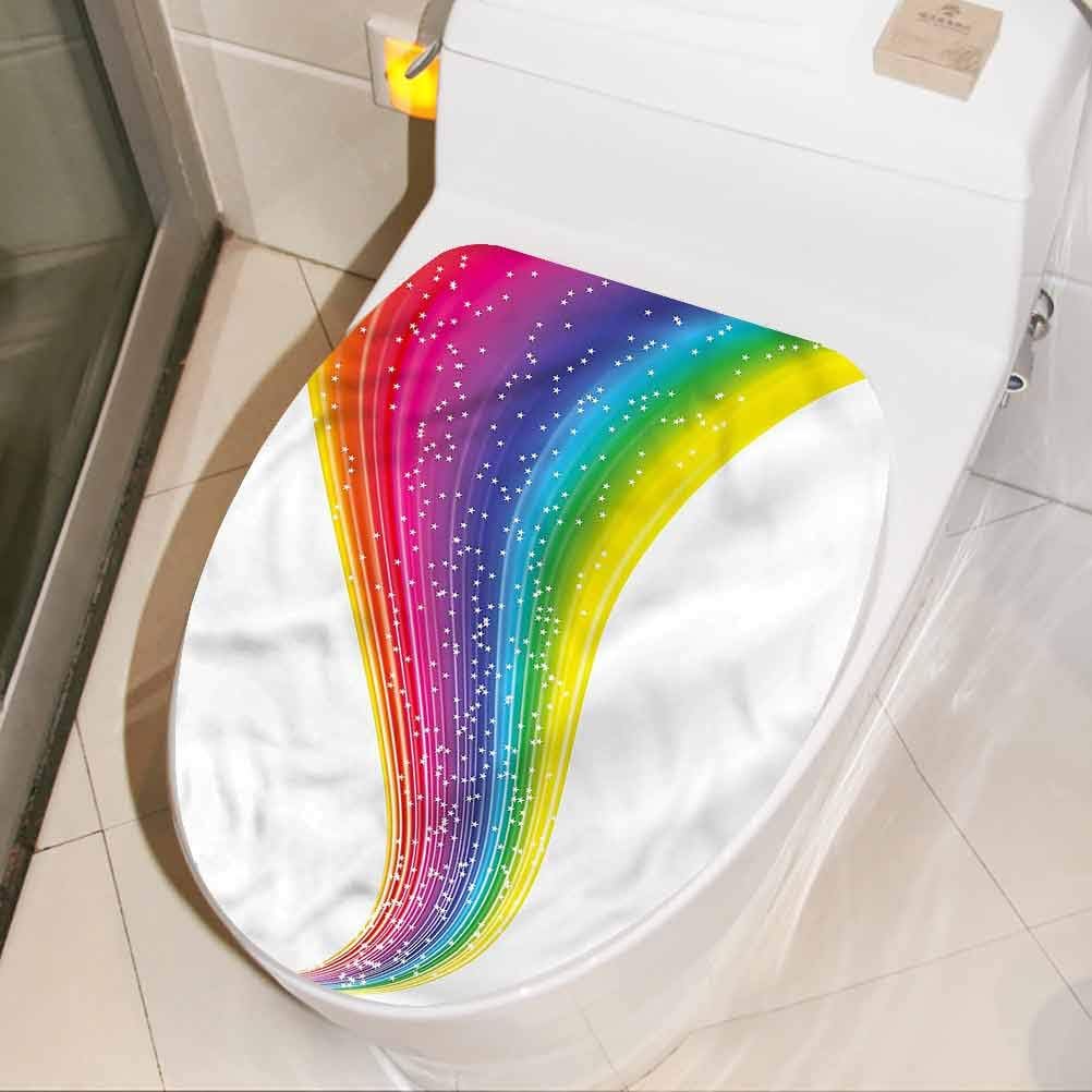 Toilet Decal Rainbow, Abstract River with Stars DIY Toilet Seat Sticker