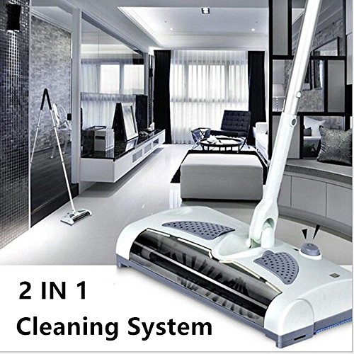 PowCube Cordless Sweeper, Rechargeable Floor and Carpet Sweeper with Cleaning Mop Cordless Floor Cleaner 2 in 1 Household Cleaning Machine