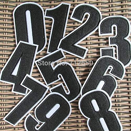 ZHONGJIUYUAN (Navy) Football Basketball Sport Numbers 0-9 Digital Embroidered Iron On Patches Stickers Design Motif T-Shirt Applique