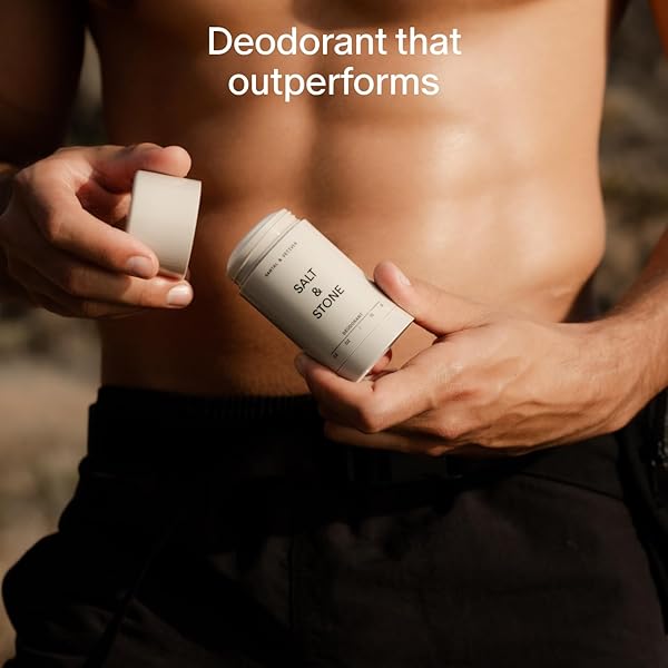 SALT & STONE ALUMINUM FREE DEODORANT | EXTRA STRENGTH 48 HOUR PROTECTION FOR WOMEN & MEN | MADE WITH SEAWEED EXTRACTS, NIACINAMIDE & PREBIOTICS | SANTAL & VETIVER