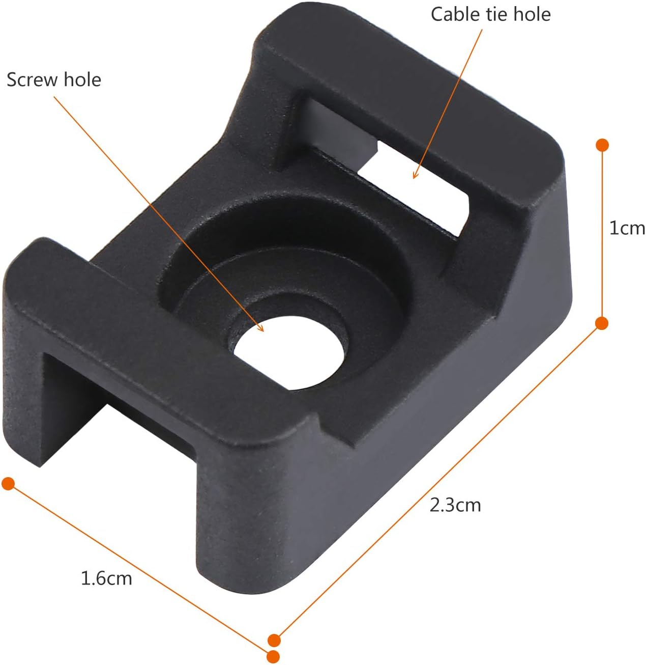 Coolty 150pcs Black Cable Tie Mounts, Cable Tie Bases, Saddle Type Mount Wire Tie Base Holder, 23mmx16mm - Image 3