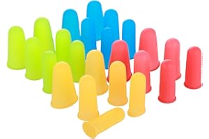 AHQIZFX Finger Protectors, 24 Pcs Rubber Finger Tips Guard Silicone Finger Protectors Rubber Finger Tips Office Thimble Protectors Finger Covers for Hot Glue Sewing Adhesives Writing Sorting Tasks(3 Sizes)