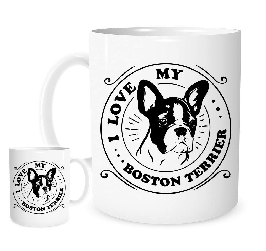 11OZ I Love My Boston Terrier Mug,A Lovely Ceramic Gift Mug Featuring A Cute Boston Terrier